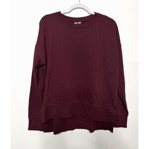 Sweaty Betty After Class Longline Sweatshirt Size 8 Burgundy Pullover Sweater